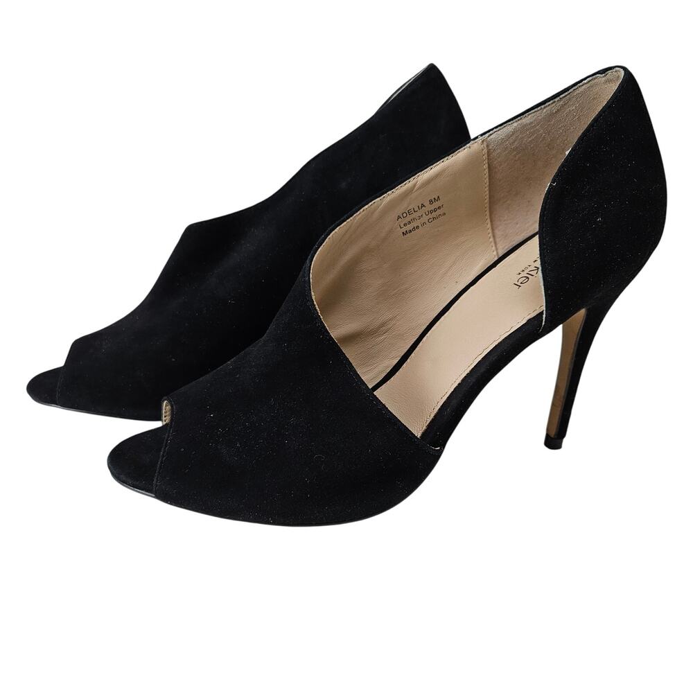Botkier New York‎ Adelia Suede D'Orsay Pumps 8 Black Peep Toe Heels